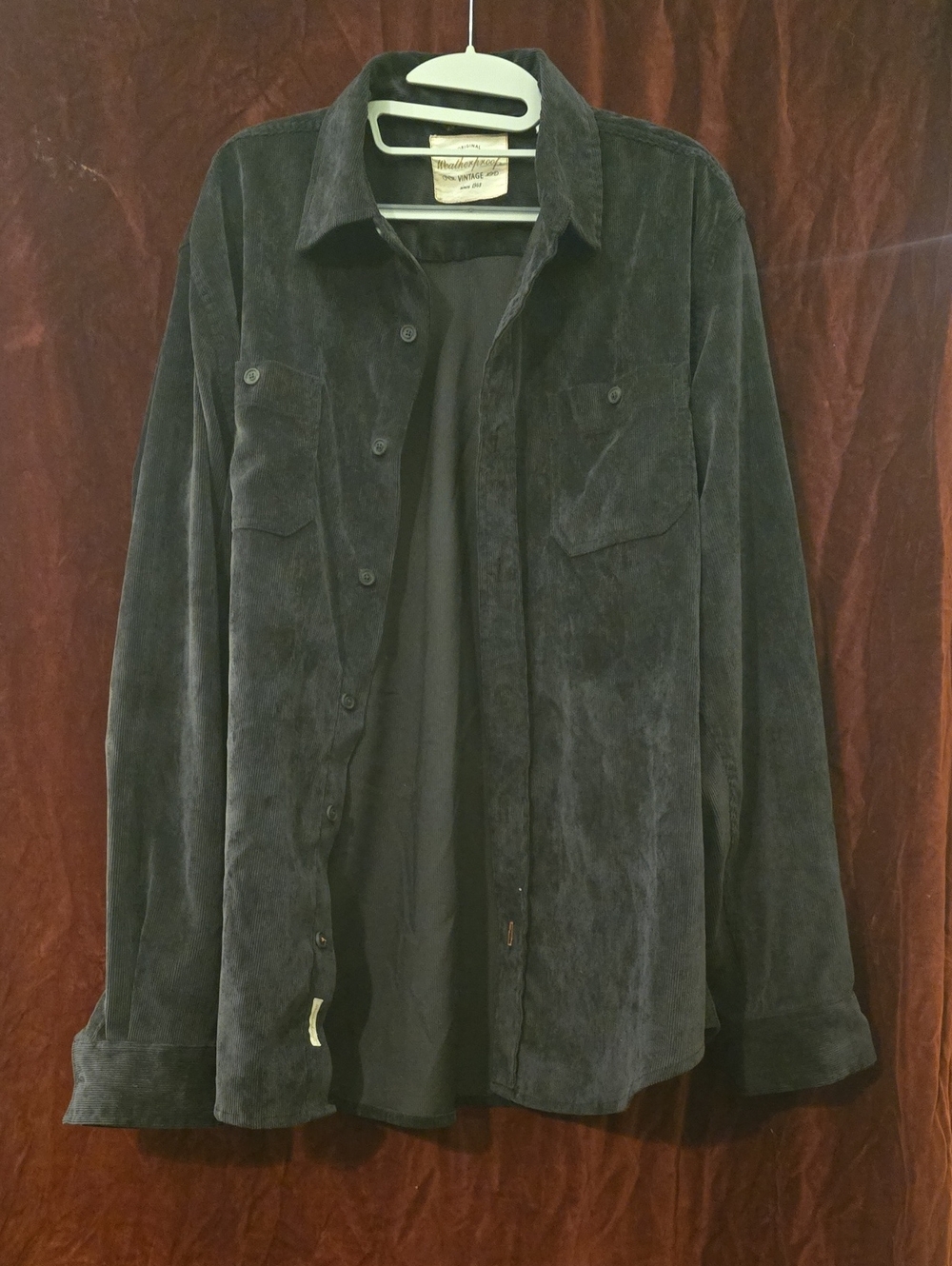 Weatherproof Brand Vintage Shirt Jacket Black Corduroy Large